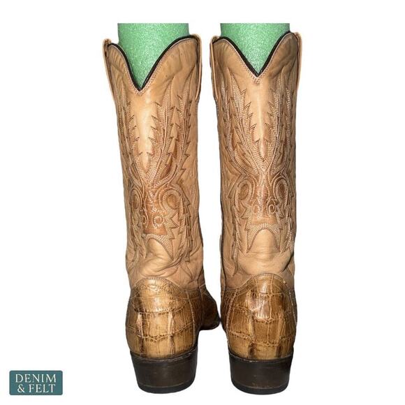 Mezcalero Men’s Tan Exotic Leather Western Cowboy‎ Boots Full Grain Handmade 8.5 main image 5